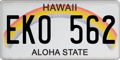 HI license plate EKO562
