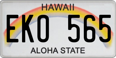 HI license plate EKO565
