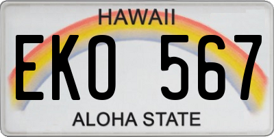 HI license plate EKO567