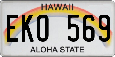 HI license plate EKO569