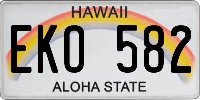 HI license plate EKO582