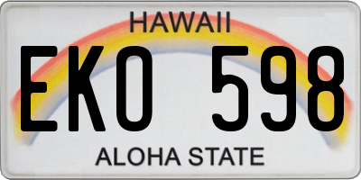 HI license plate EKO598