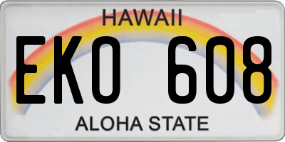 HI license plate EKO608