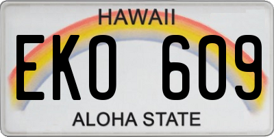 HI license plate EKO609