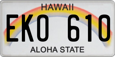 HI license plate EKO610