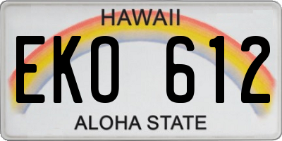 HI license plate EKO612