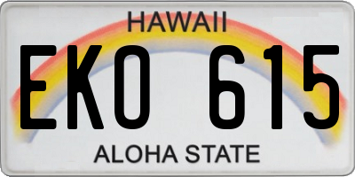 HI license plate EKO615