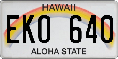 HI license plate EKO640