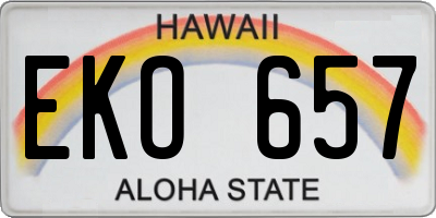HI license plate EKO657