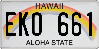 HI license plate EKO661