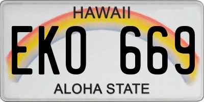 HI license plate EKO669