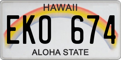 HI license plate EKO674