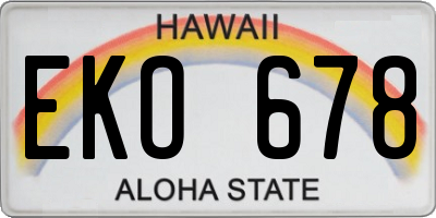 HI license plate EKO678