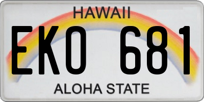 HI license plate EKO681