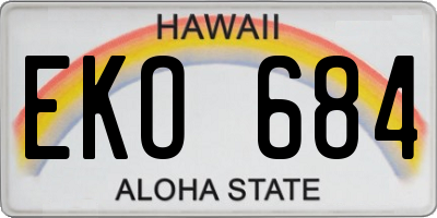 HI license plate EKO684