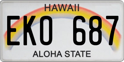 HI license plate EKO687
