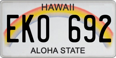 HI license plate EKO692