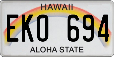 HI license plate EKO694