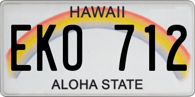 HI license plate EKO712