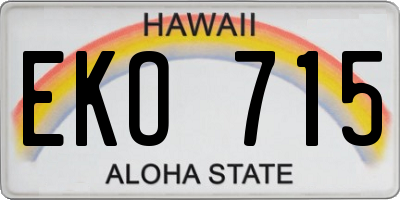 HI license plate EKO715