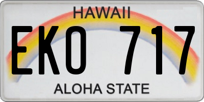 HI license plate EKO717