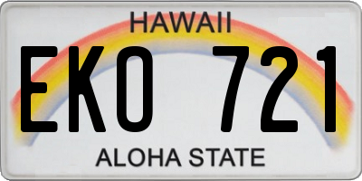 HI license plate EKO721