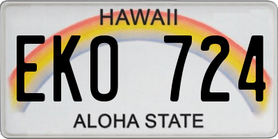 HI license plate EKO724
