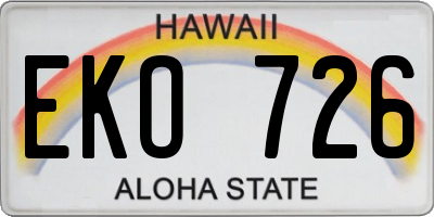 HI license plate EKO726