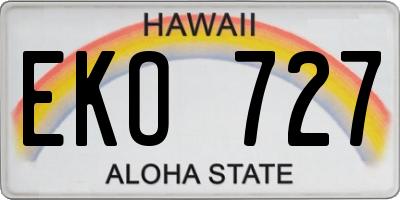 HI license plate EKO727