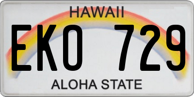 HI license plate EKO729