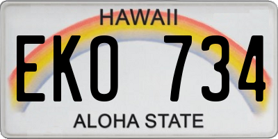 HI license plate EKO734