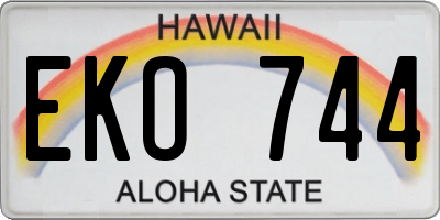 HI license plate EKO744