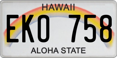 HI license plate EKO758