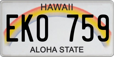 HI license plate EKO759