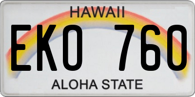 HI license plate EKO760