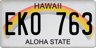 HI license plate EKO763