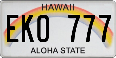 HI license plate EKO777