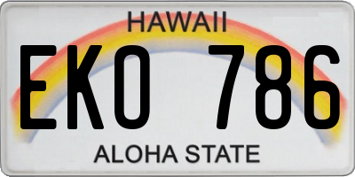 HI license plate EKO786