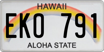 HI license plate EKO791