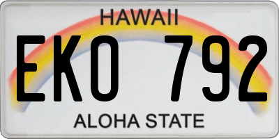 HI license plate EKO792