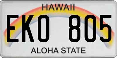 HI license plate EKO805