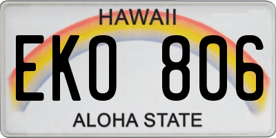 HI license plate EKO806