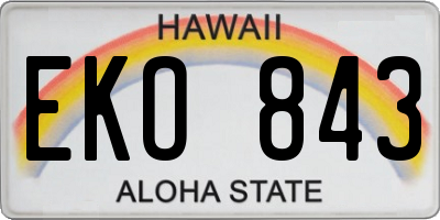HI license plate EKO843