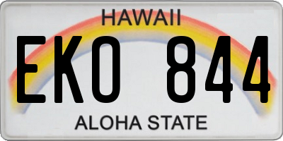 HI license plate EKO844
