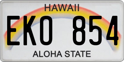 HI license plate EKO854