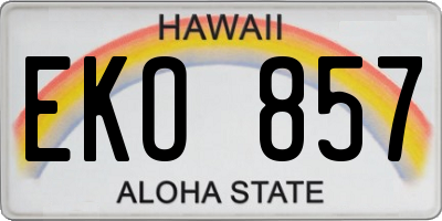 HI license plate EKO857