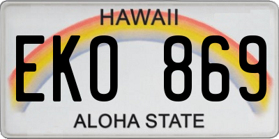 HI license plate EKO869