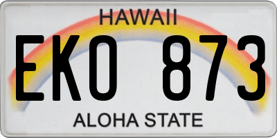 HI license plate EKO873