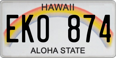 HI license plate EKO874