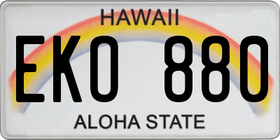 HI license plate EKO880